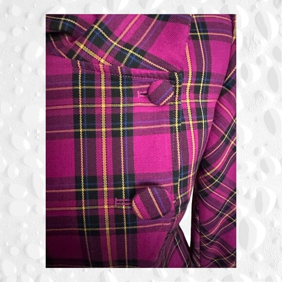 VINTAGE BIANCA NYGARD STUNNING TARTAN SHORT FITTED JACKET - Picture 4 of 13